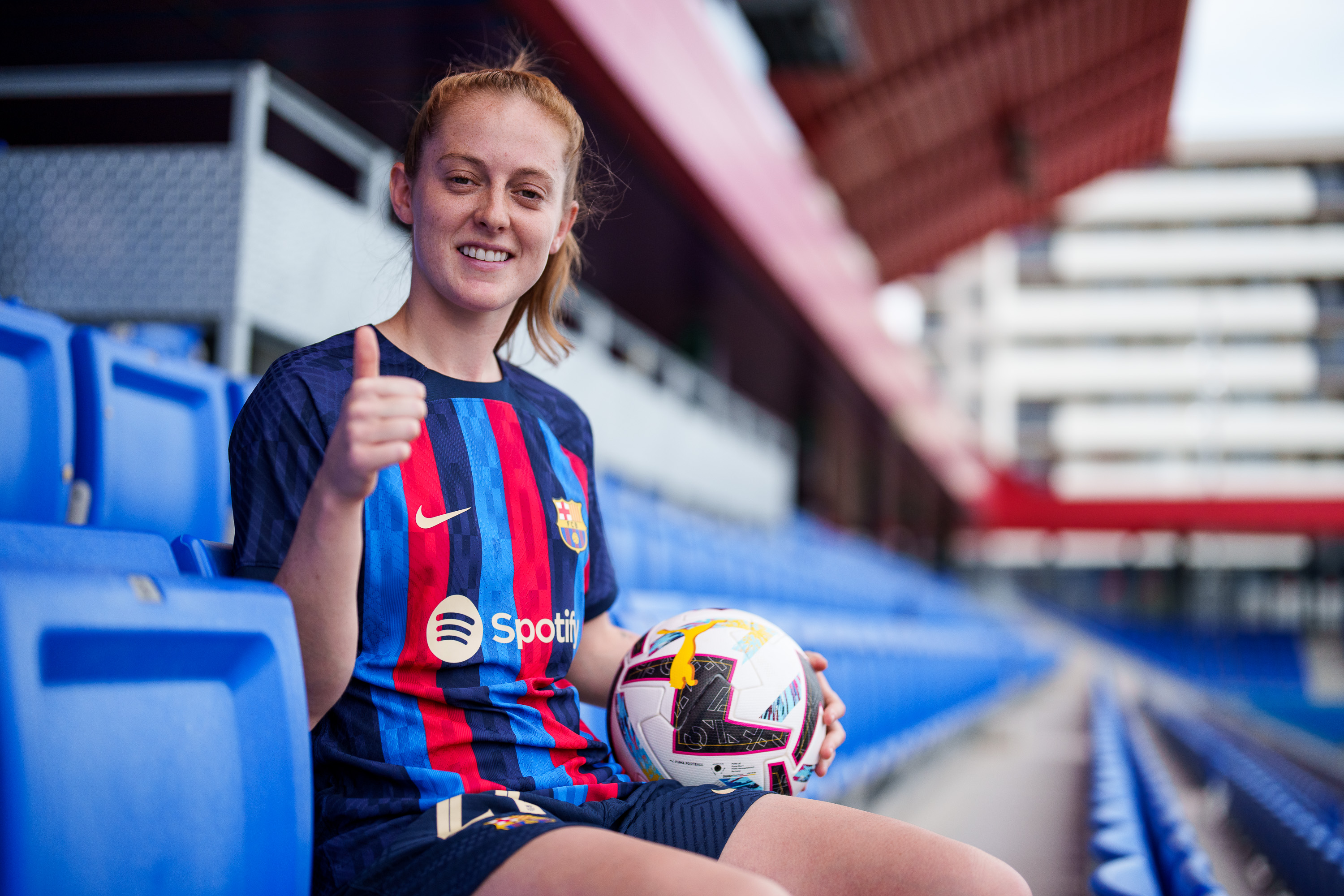 F.C Barcelona Women`s Football Team Play Against Athletic Club De