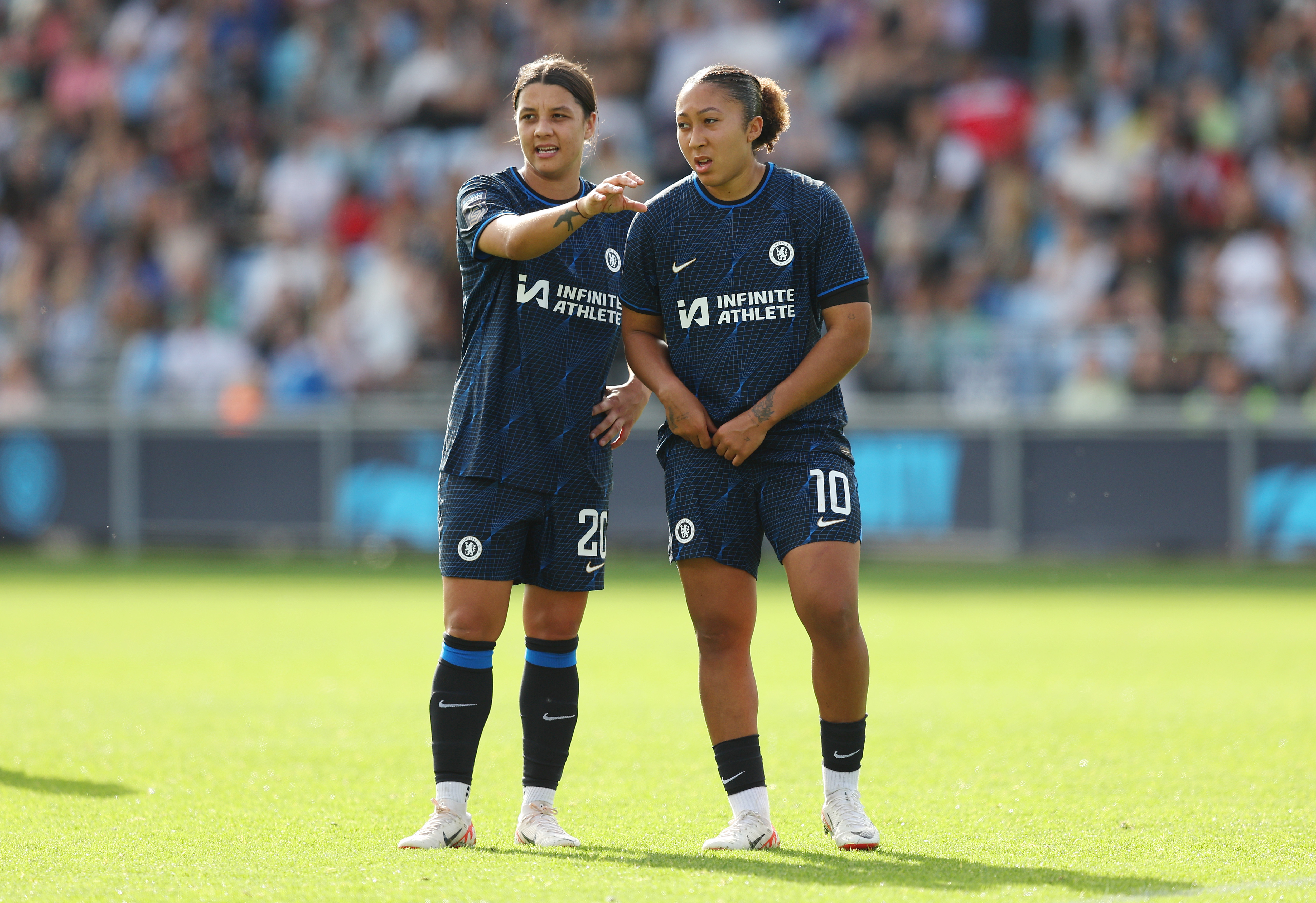 Slavia Praha players warm up ahead of the UEFA Women's Champions